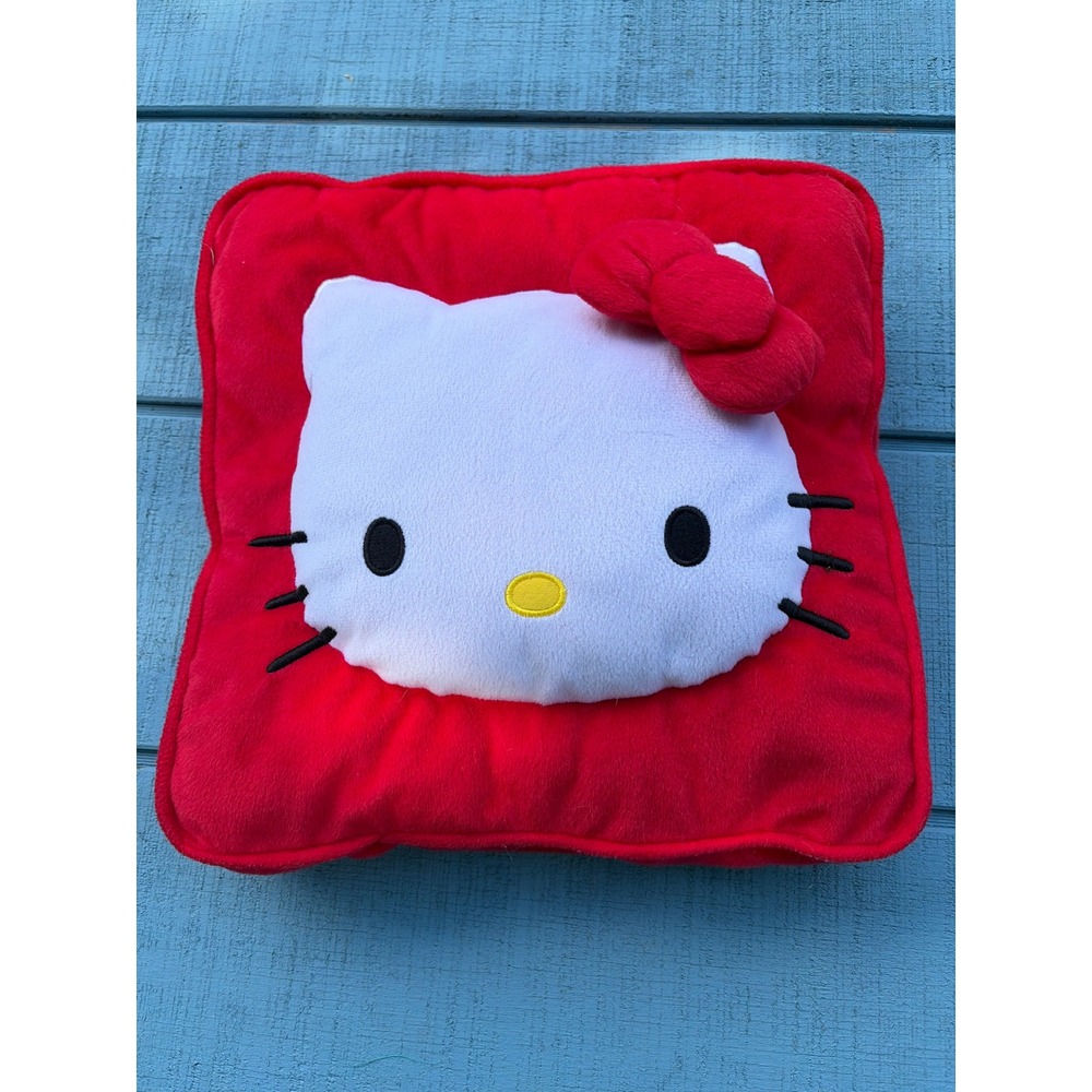 Sanrio Hello Kitty Red Square Plush Pillow Cushion with Back Pocket 12x12